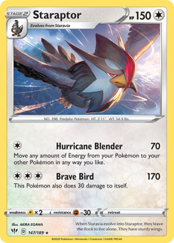 Staraptor #147/189 Rare (Reverse Holofoil) / Darkness Ablaze