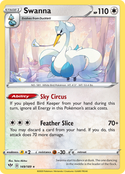 Swanna #149/189 Rare (Reverse Holofoil) / Darkness Ablaze