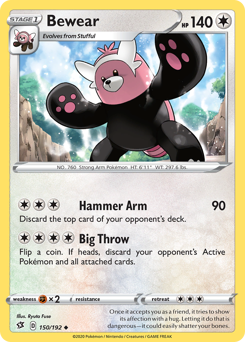 Bewear #150/192 Uncommon (Reverse Holofoil) / Rebel Clash