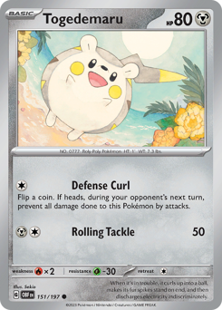 Togedemaru #151/197 Common (Reverse Holofoil) / Obsidian Flames