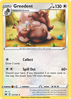 Greedent #151/196 Rare (Reverse Holofoil) / Lost Origin