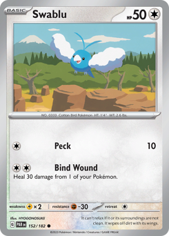 Swablu #152/182 Common (Reverse Holofoil) / Paradox Rift