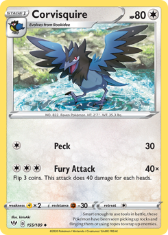 Corvisquire #155/189 Uncommon (Reverse Holofoil) / Darkness Ablaze