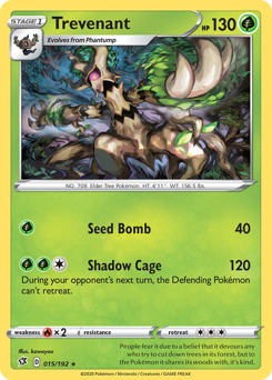 Trevenant #015/192 Rare (Reverse Holofoil) / Rebel Clash