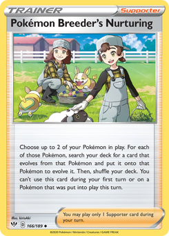 Pokémon Breeder's Nurturing #166/189 Uncommon (Reverse Holofoil) / Darkness Ablaze