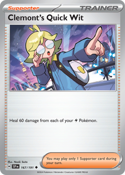 Clemont's Quick Wit #167/191 Uncommon (Reverse Holofoil) / Surging Sparks