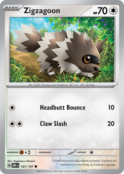 Zigzagoon #167/197 Common / Obsidian Flames