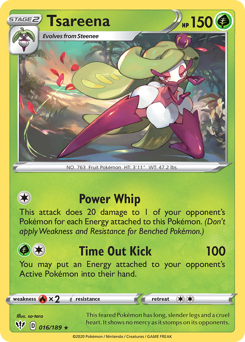 Tsareena #016/189 Rare (Reverse Holofoil) / Darkness Ablaze