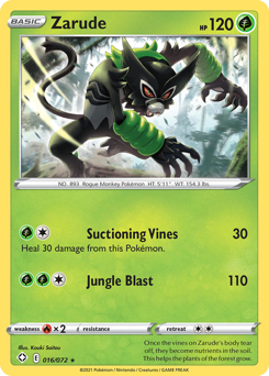 Zarude #16/72 Rare (Reverse Holofoil) / Shining Fates