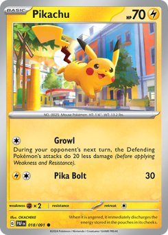 Pikachu #18/91 Common (Reverse Holofoil) / Paldean Fates