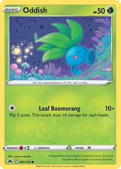 Oddish #001/159 Common (Reverse Holofoil) / Crown Zenith