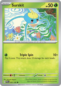 Surskit #001/182 Common (Reverse Holofoil) / Paradox Rift