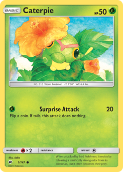 Caterpie #001/147 Common (Reverse Holofoil) / Burning Shadows