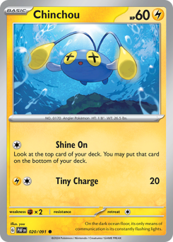 Chinchou #20/91 Common (Reverse Holofoil) / Paldean Fates