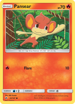 Pansear #022/147 Common (Reverse Holofoil) / Burning Shadows
