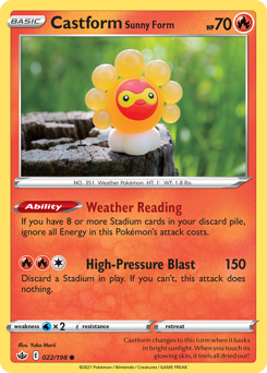 Castform Sunny Form #022/198 Common (Reverse Holofoil) / Chilling Reign