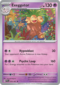Exeggutor #24/91 Rare (Reverse Holofoil) / Paldean Fates