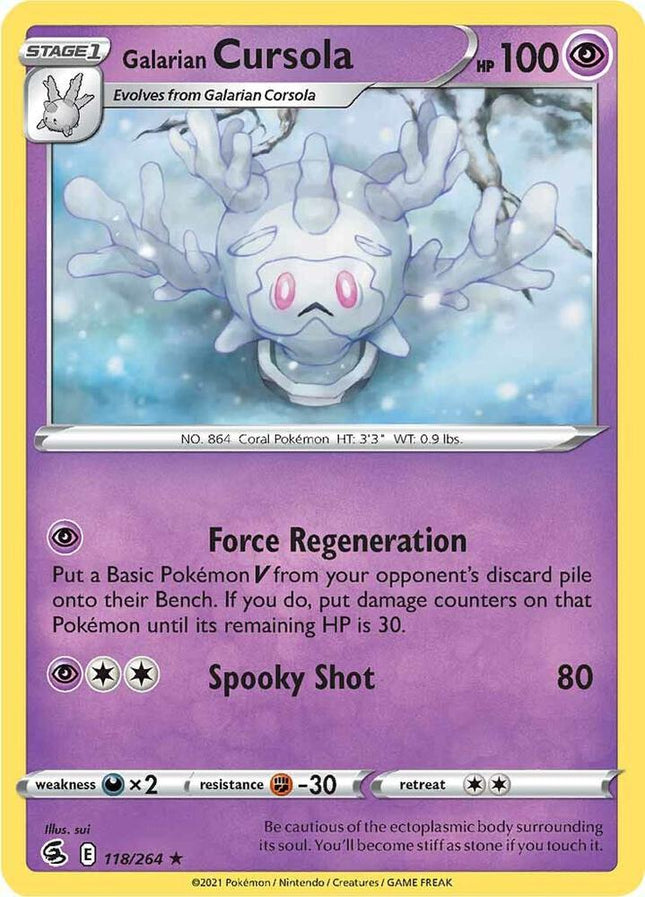 Galarian Cursola #118/264 Rare (Reverse Holofoil) / Fusion Strike