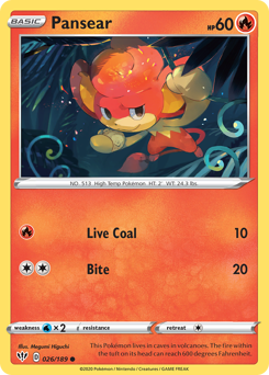 Pansear #026/189 Common (Reverse Holofoil) / Darkness Ablaze