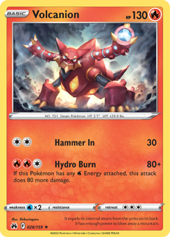 Volcanion #026/159 Holo Rare (Reverse Holofoil) / Crown Zenith