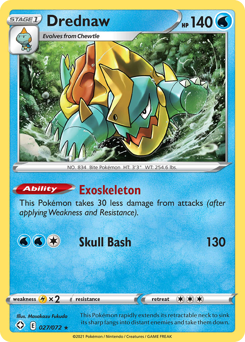Drednaw #27/72 Rare (Reverse Holofoil) / Shining Fates