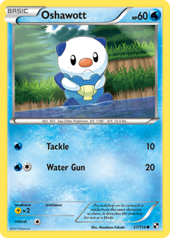 Oshawott #027/114 Common (Reverse Holofoil) / Black And White
