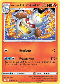 Galarian Darmanitan #028/189 Rare (Reverse Holofoil) / Darkness Ablaze