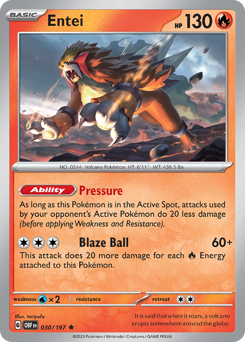 Entei #030/197 Rare (Reverse Holofoil) / Obsidian Flames