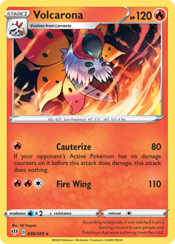 Volcarona #030/189 Rare (Reverse Holofoil) / Darkness Ablaze