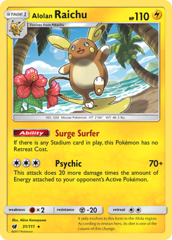 Alolan Raichu #031/111 Holo Rare (Reverse Holofoil) / Crimson Invasion
