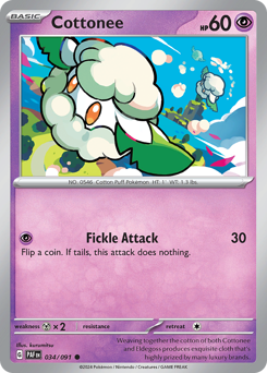 Cottonee #34/91 Common (Reverse Holofoil) / Paldean Fates