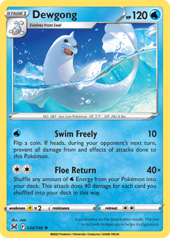 Dewgong #034/196 Rare (Reverse Holofoil) / Lost Origin