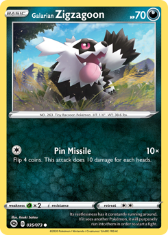 Galarian Zigzagoon #35/73 Common (Reverse Holofoil) / Champion's Path