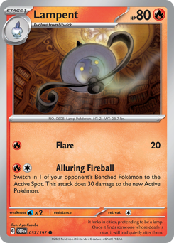 Lampent #037/197 Common (Reverse Holofoil) / Obsidian Flames