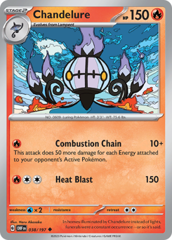 Chandelure #038/197 Uncommon (Reverse Holofoil) / Obsidian Flames