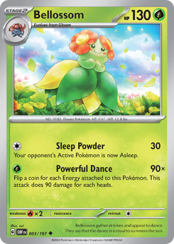 Bellossom #003/197 Uncommon (Reverse Holofoil) / Obsidian Flames