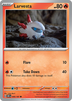 Larvesta #040/197 Common (Reverse Holofoil) / Obsidian Flames