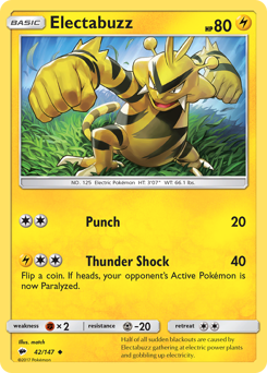Electabuzz #042/147 Uncommon (Reverse Holofoil) / Burning Shadows