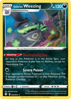 Galarian Weezing #42/72 Holo Rare (Reverse Holofoil) / Shining Fates