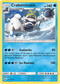 Crabominable #043/149 Rare (Reverse Holofoil) / Sun & Moon