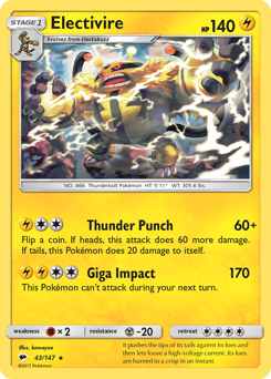 Electivire #043/147 Rare (Reverse Holofoil) / Burning Shadows