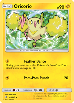 Oricorio #046/145 Rare (Reverse Holofoil) / Guardians Rising