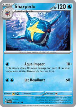 Sharpedo #047/197 Uncommon (Reverse Holofoil) / Obsidian Flames