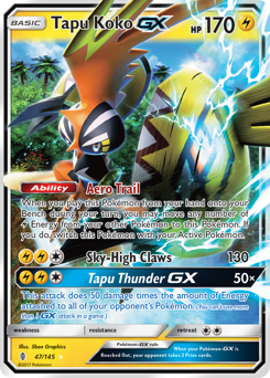 Tapu Koko-GX #047/145 Ultra Rare (Holofoil) / Guardians Rising