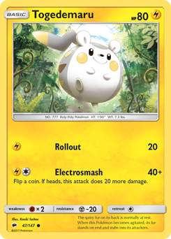 Togedemaru #047/147 Common (Reverse Holofoil) / Burning Shadows