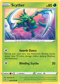 Scyther #004/192 Common (Reverse Holofoil) / Rebel Clash