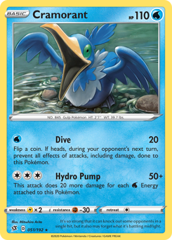 Cramorant #051/192 Rare (Reverse Holofoil) / Rebel Clash