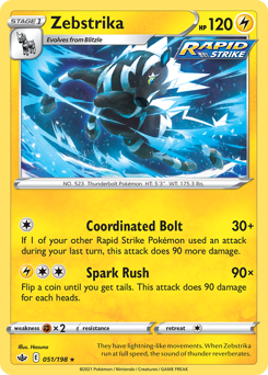 Zebstrika #051/198 Rare (Reverse Holofoil) / Chilling Reign