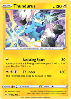 Thundurus #052/198 Holo Rare (Holofoil) / Chilling Reign