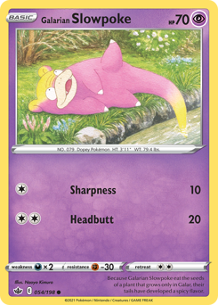 Galarian Slowpoke #054/198 Common (Reverse Holofoil) / Chilling Reign